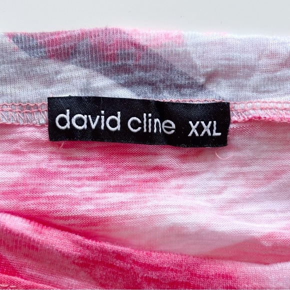 David Cline Hot Side Tie Crinkle T Shirt XXL Pink Striped - Picture 4 of 7